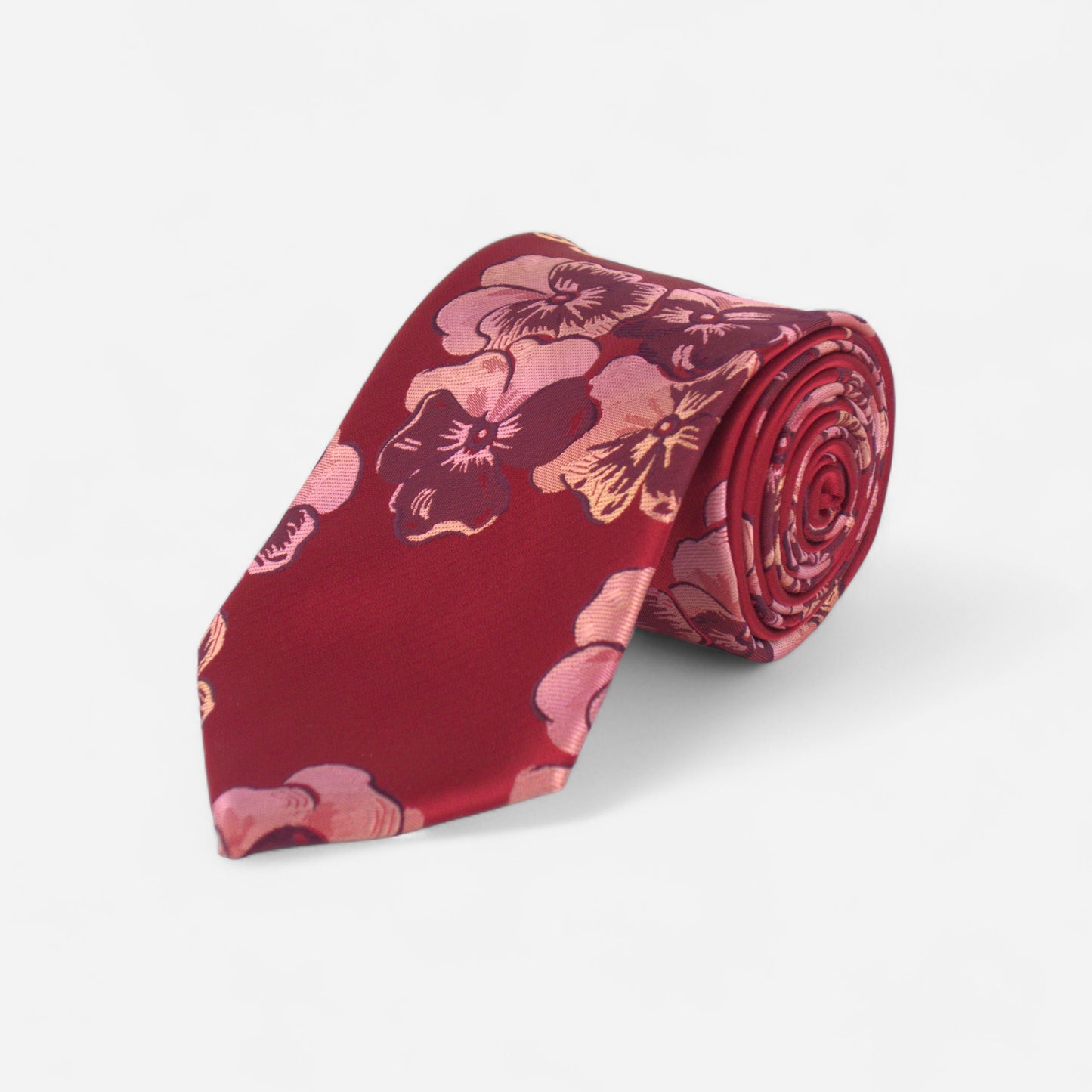Cravate rouge fleurie