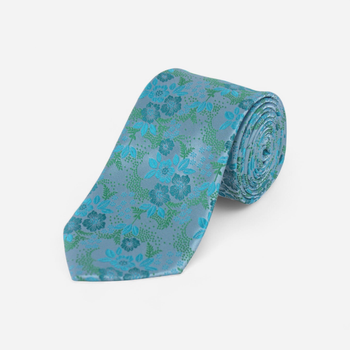 Cravate turquoise fleurie