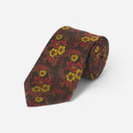 Cravate bordeaux fleurie