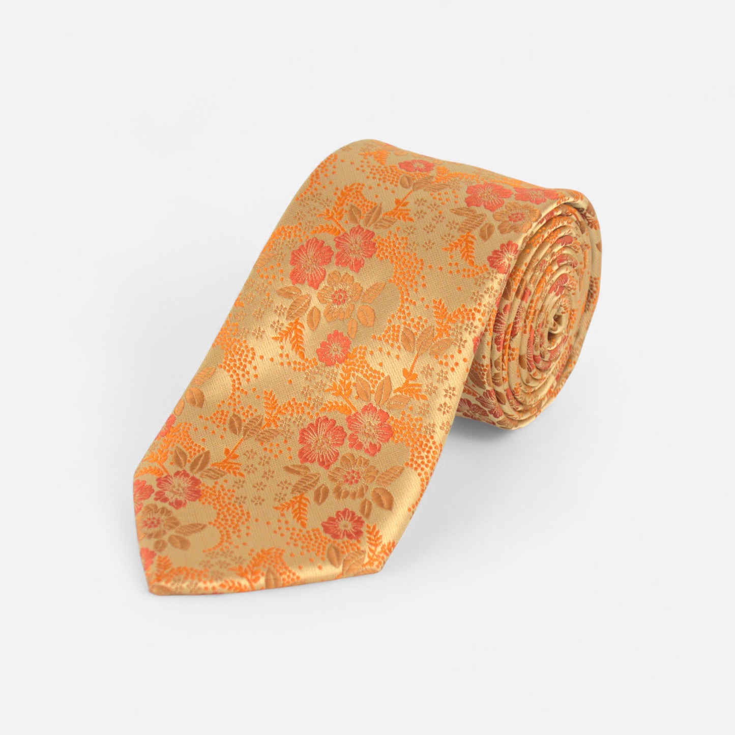 Cravate orange fleurie
