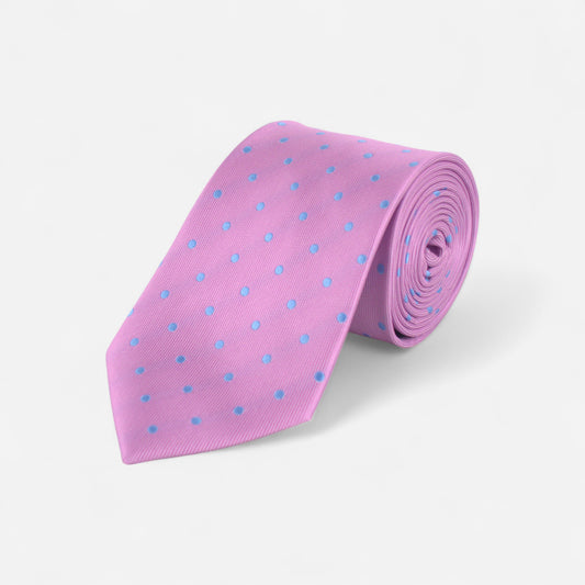 Cravate rose à pois