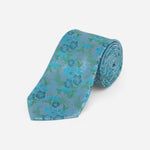 Cravate turquoise fleurie