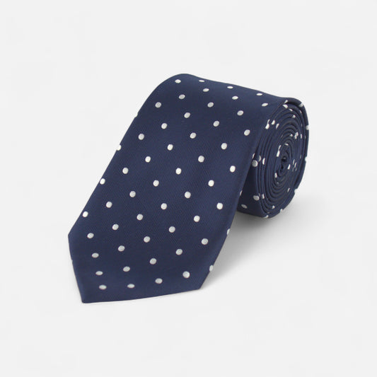 Cravate bleu marine à pois
