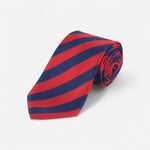 Cravate rayée rouge et bleu marine